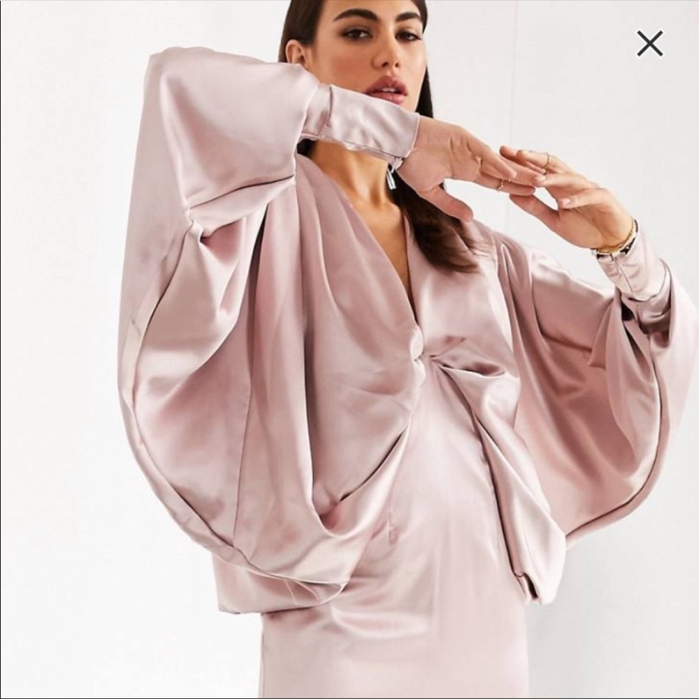 New ASOS satin batwing sleeve dress sz 12